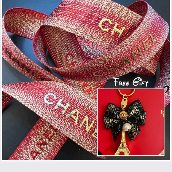 CHANEL Other - CHANEL Red and Gold Gift Wrapping Ribbon 2 Yards